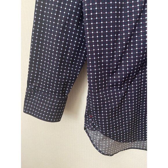 1670 Slim Fit Dress Stretch Navy Blue Shirt Size 17 32/33 - Picture 6 of 7